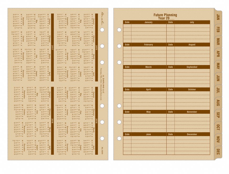 RITE IN THE RAIN Planner Calendar Pages, 5 in x 7 in, Format One Week