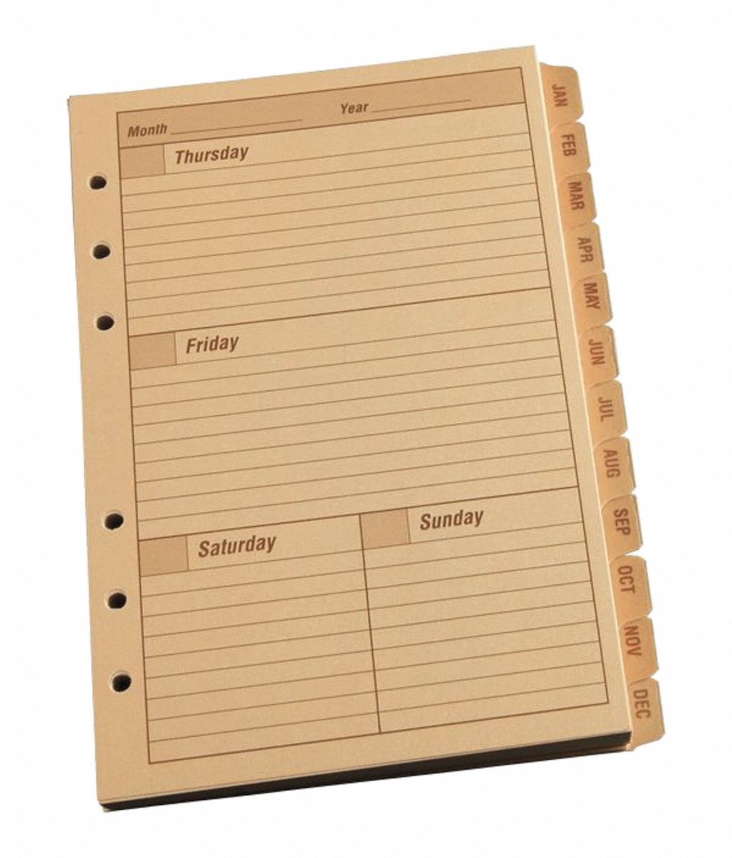 18A134 - Planner Calendar Pages Weekly 5 x 7 in