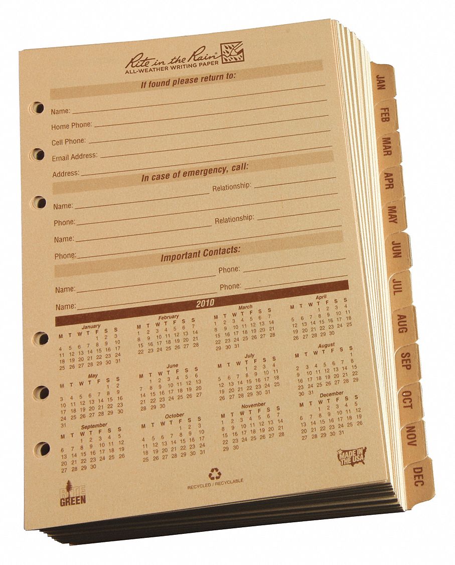 18A135 - Planner Calendar Pages Daily 4-5/8 x7 in
