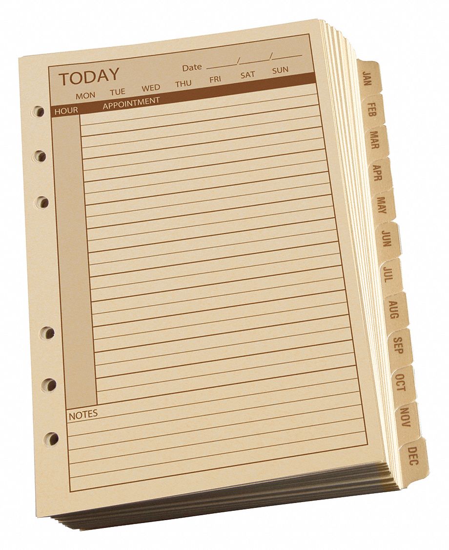 Planner Calendar Pages Daily 4-5/8 x7 in