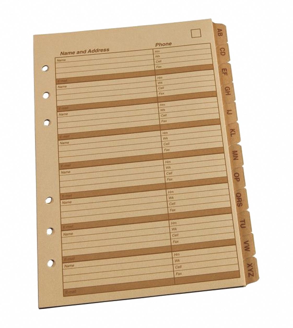 18A137 - Planner Alpha Tab Set Alpha 5 in x 7 in