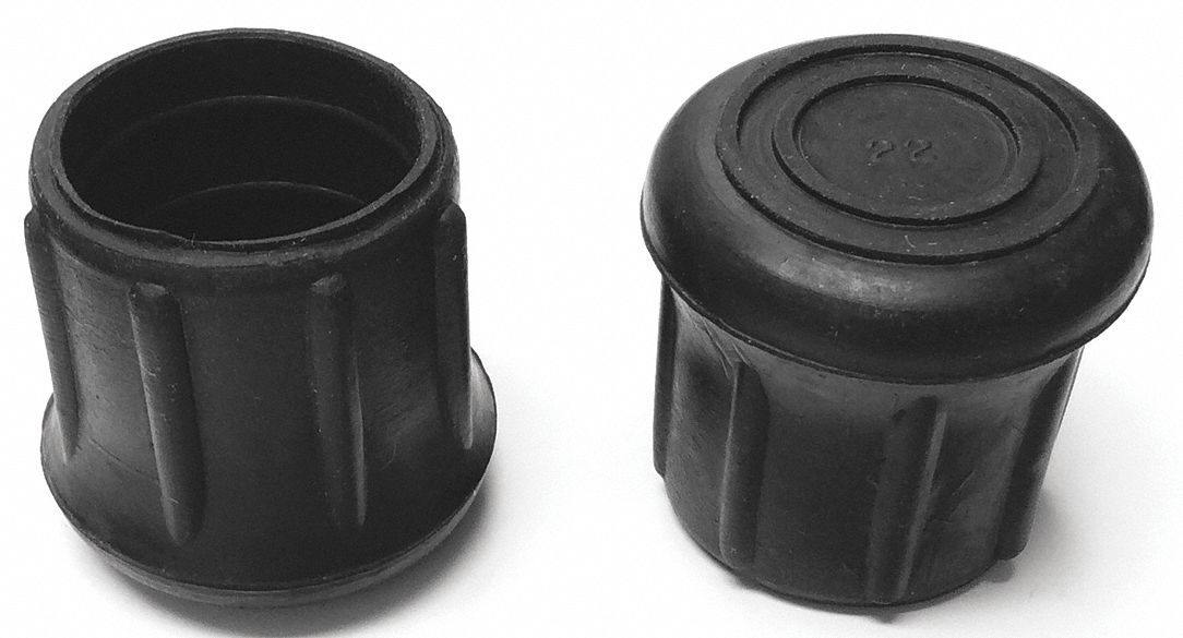 GRAINGER APPROVED Round SlipOn Furniture Protective Leg Tips, Black