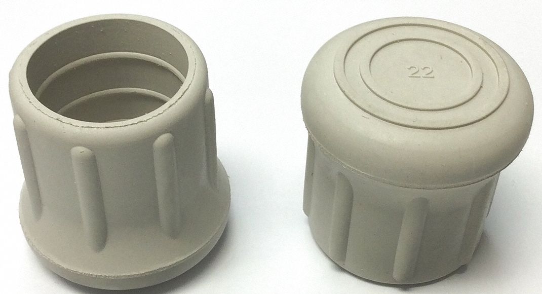 GRAINGER APPROVED Round SlipOn Furniture Protective Leg Tips, Gray