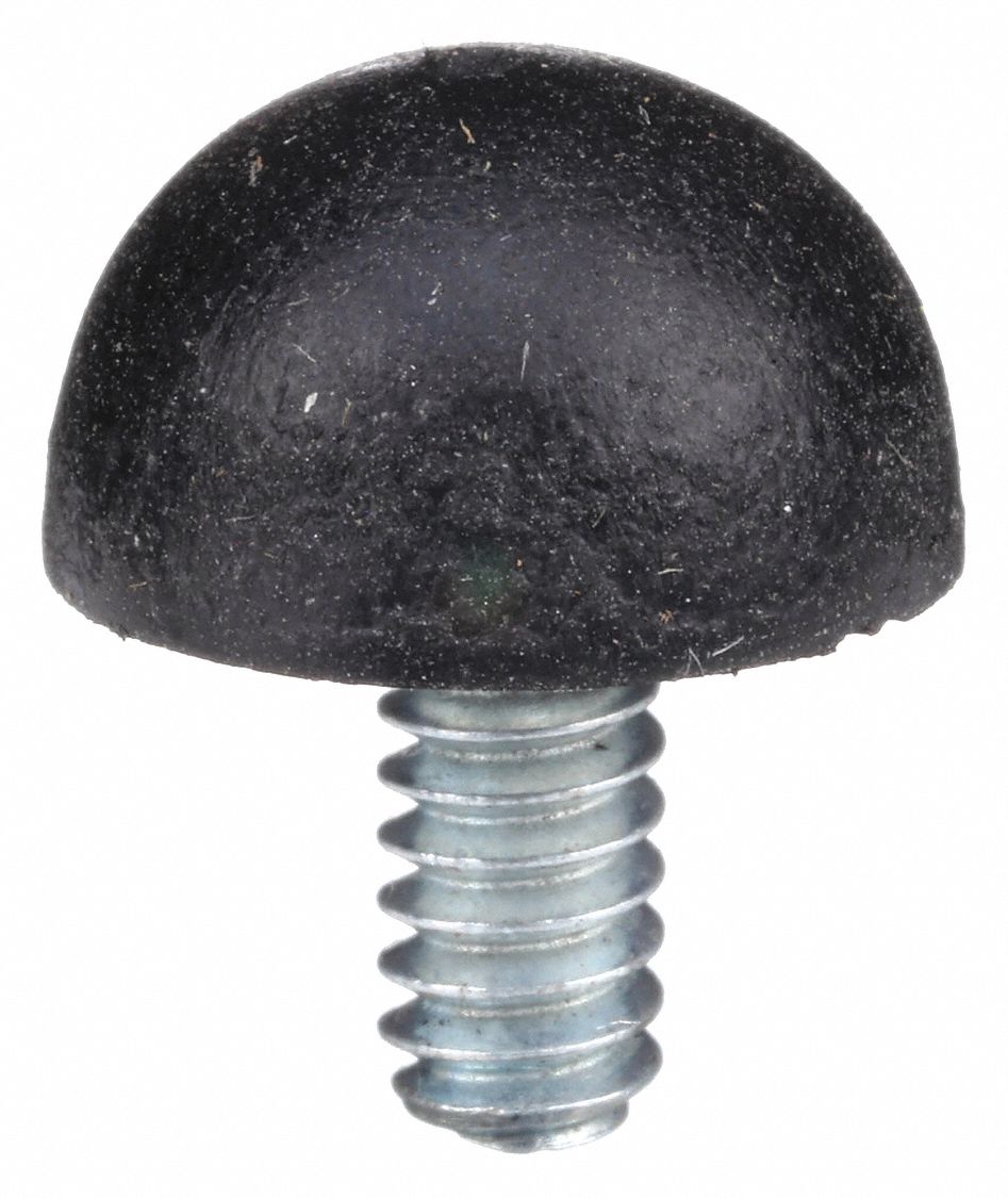 Bumper Door Stop: Door - Mounted, 1/2 in Wd, 1/2 in Overall Ht, Black