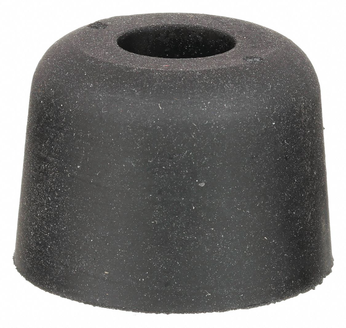Bumper Door Stop: Door - Mounted, 17/32 in Wd, 17/32 in Overall Ht, Black