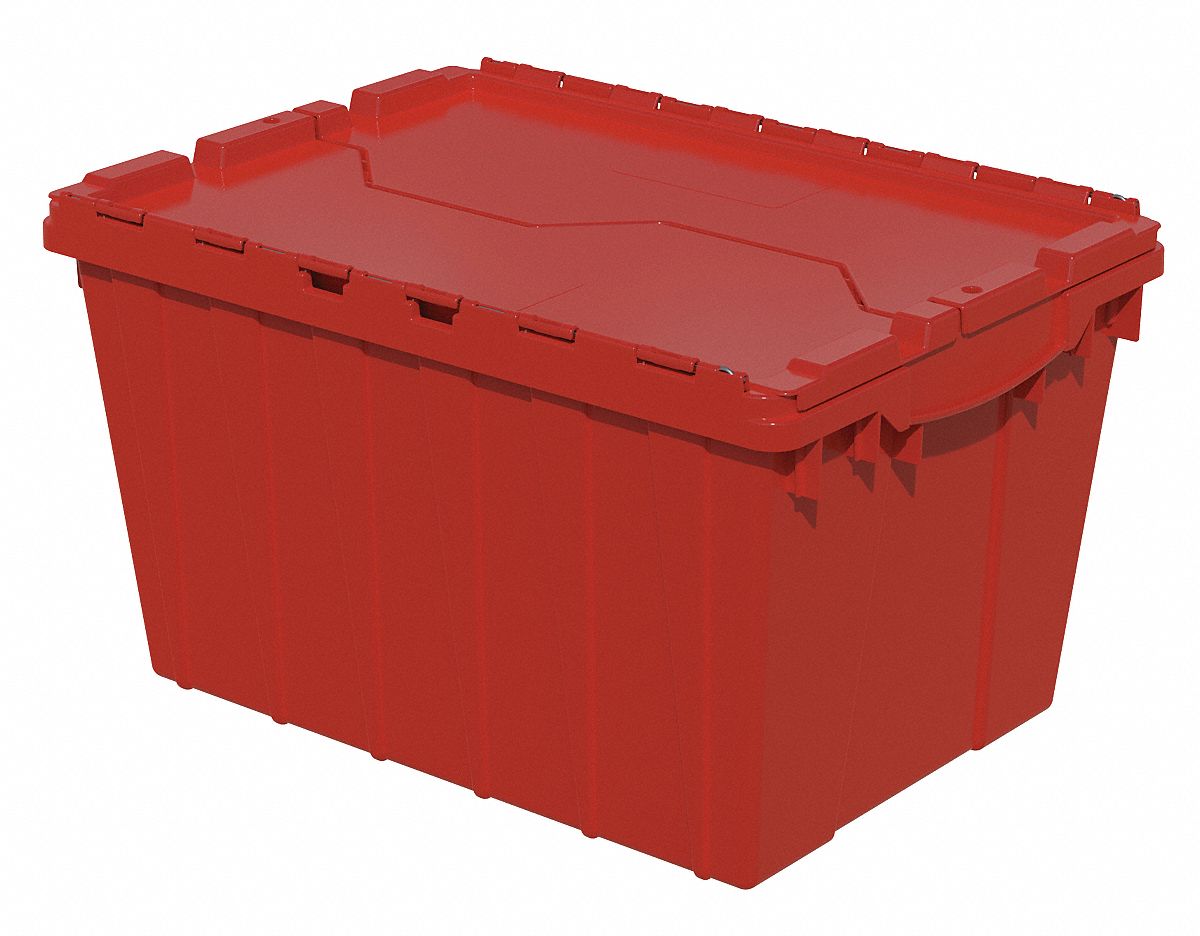Attached Lid Container,1.62 cu ft,Red