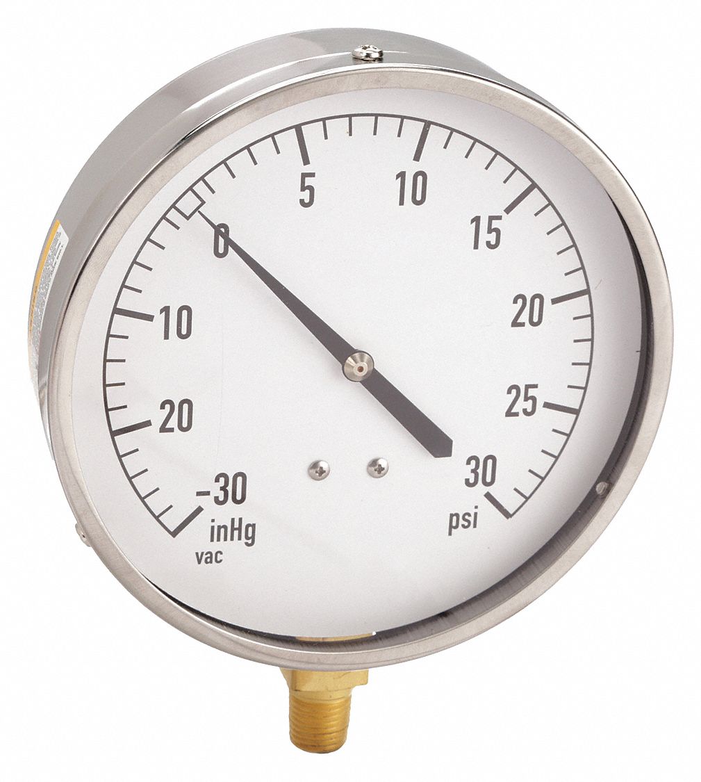 VACUOMETRE,4 1/2 PO,30 PO MERCURE VIDE -