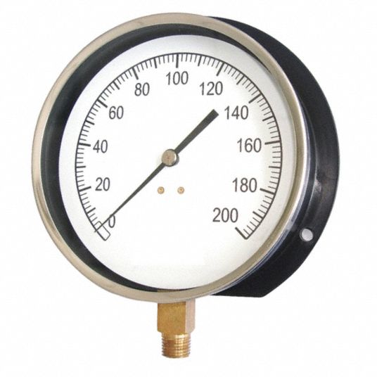 GRAINGER APPROVED Compound Gauge, 30 in Hg Vac to 100 psi Range, 1/4 in