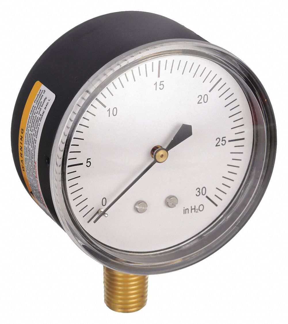 PRESSURE GAUGE,2 1/2 IN,0 TO 30 IN