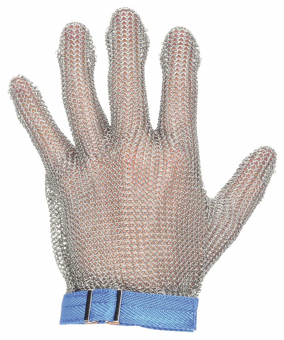 CHAINMAIL CUT-RESISTANT GLOVE, M (8), M, WRIST, NYLON, STAINLESS STEEL, RED