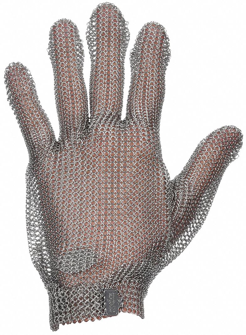 CHAINMAIL CUT-RESISTANT GLOVE, L (9), L, WRIST, STAINLESS STEEL, BLUE