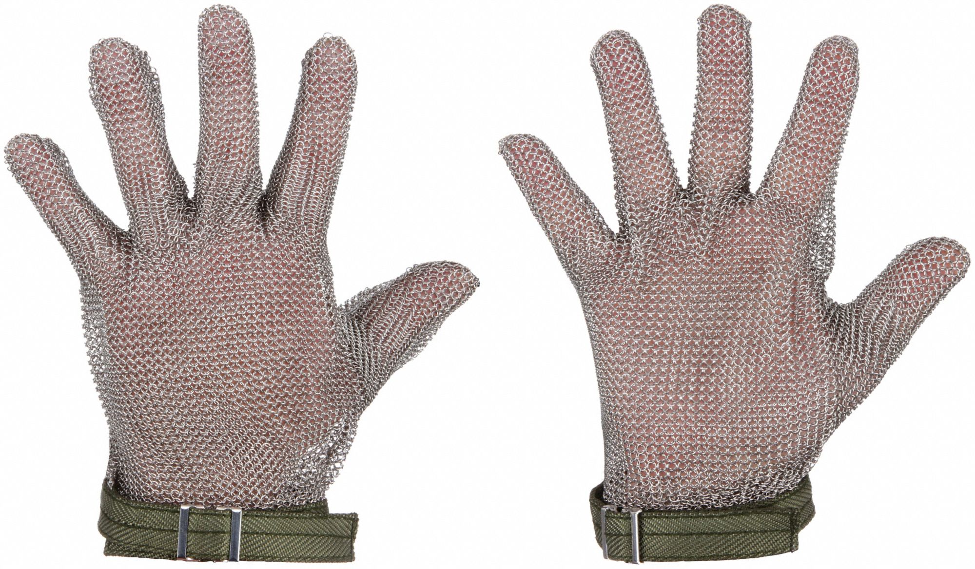 CHAINMAIL CUT-RESISTANT GLOVE, 2XL/11, 2XL, WRIST, NYLON, STAINLESS STEEL, DARK GREEN