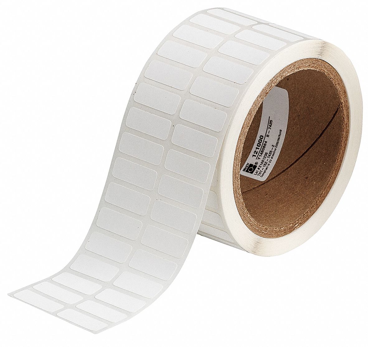 Pre-Cut Label Stock Roll: Rectangle, 3/8 in x 1 in, 3/8 in, Cryogenic Autoclavable Polypropylene