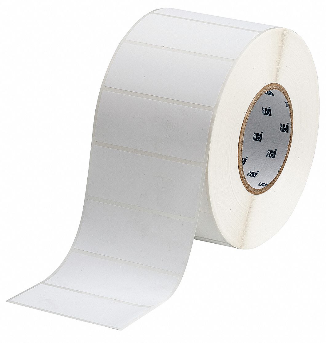 Pre-Cut Label Stock Roll: Rectangle, 1 1/2 in x 3 3/4 in, 1 1/2 in, Cryogenic Autoclavable Polyester