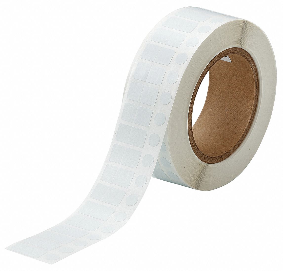 Pre-Cut Label Stock Roll: Rectangle, 1/2 in x 1 in, 1/2 in, Cryogenic Polyester, White, 3, 000 Labels