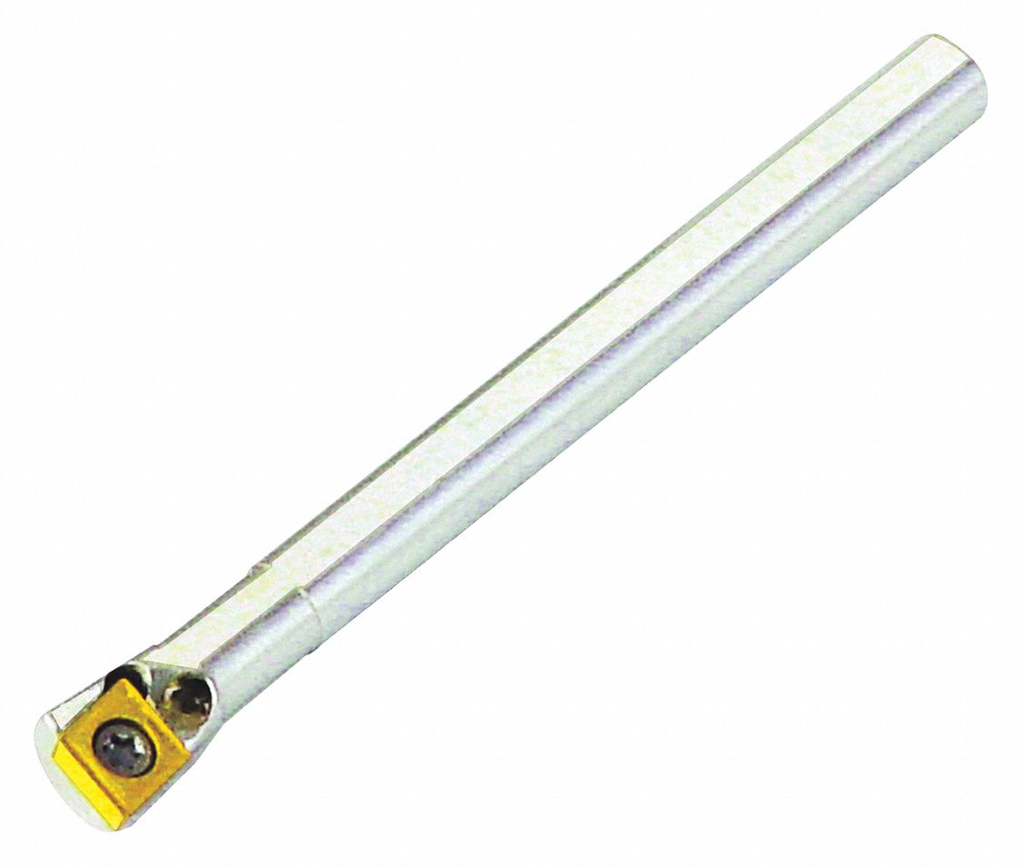 Indexable Boring Bar: A-SCLC Toolholder, 80° Diamond, 3 in Overall Lg, 1/4 in Shank Dia.