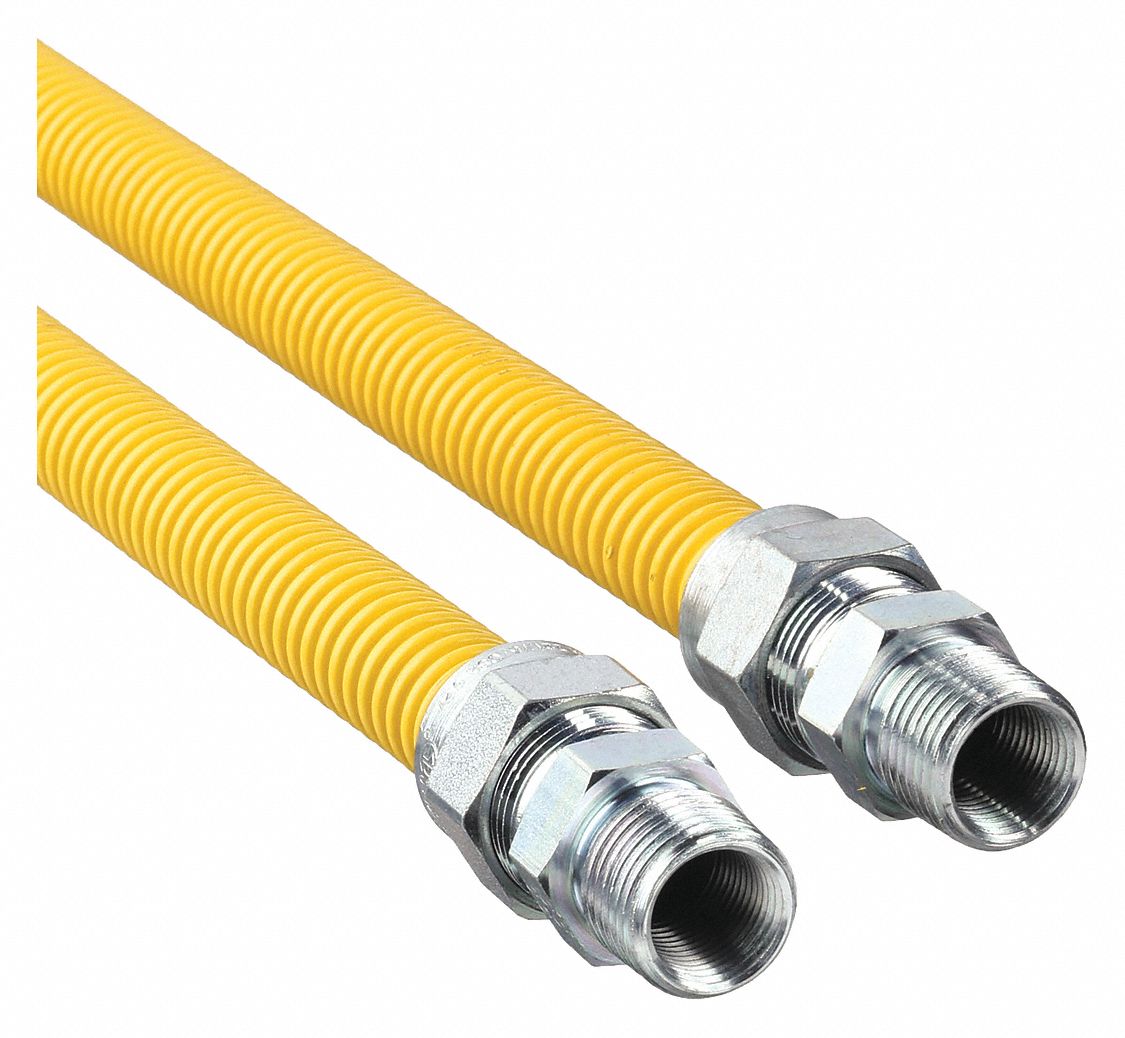 Gas Connector: 1/2 in Hose Inside Dia., 5 ft Hose Lg, 93, 200 BTU Capacity, Yellow, FNPT x FNPT