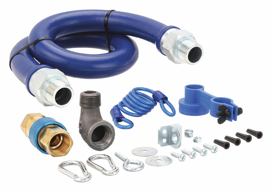 GAS SAFETY KIT: ¾ IN HOSE ID, 36 IN HOSE LG, 218,000 BTU CAPACITY, BLUE, FNPT X MNPT