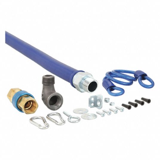 Gas Safety Kit: 1 in Hose Inside Dia., 36 in Hose Lg, 379,000 BTU Capacity,  Gray