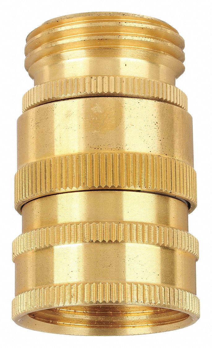 Quick Connect Hose Adapter: Brass, Brass, 1 7/8 in Overall Lg, 3/4 in Inlet Connection Size