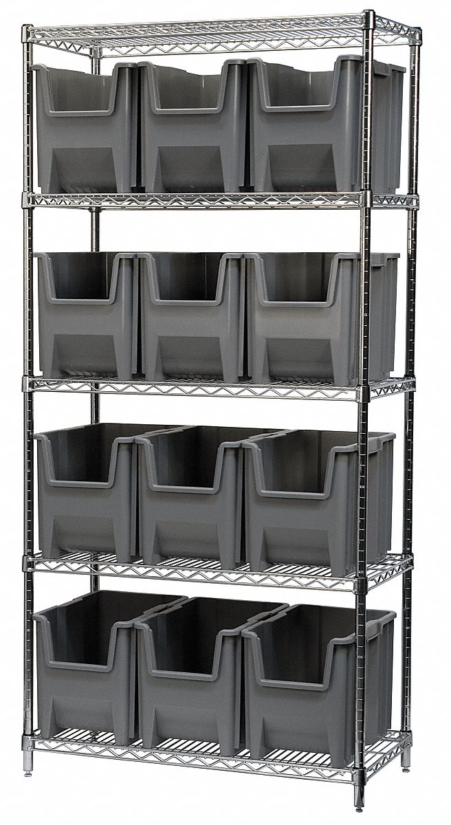 AKROMILS, 36 in x 18 in x 74 in, 1 Sided, Bin Shelving 18D898