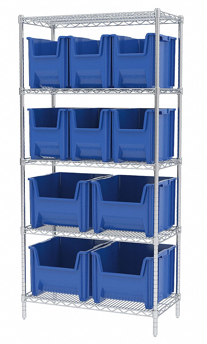 AKROMILS, 36 in x 18 in x 74 in, 1 Sided, Bin Shelving 18D909