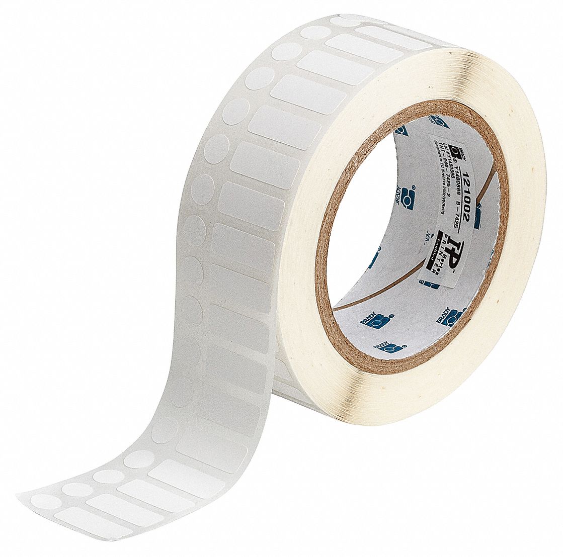 Pre-Cut Label Stock Roll: Circle/Rectangle, 3/8 in x 1 in, 3/8 in, White, 8.0 mL Vial/Tube Size