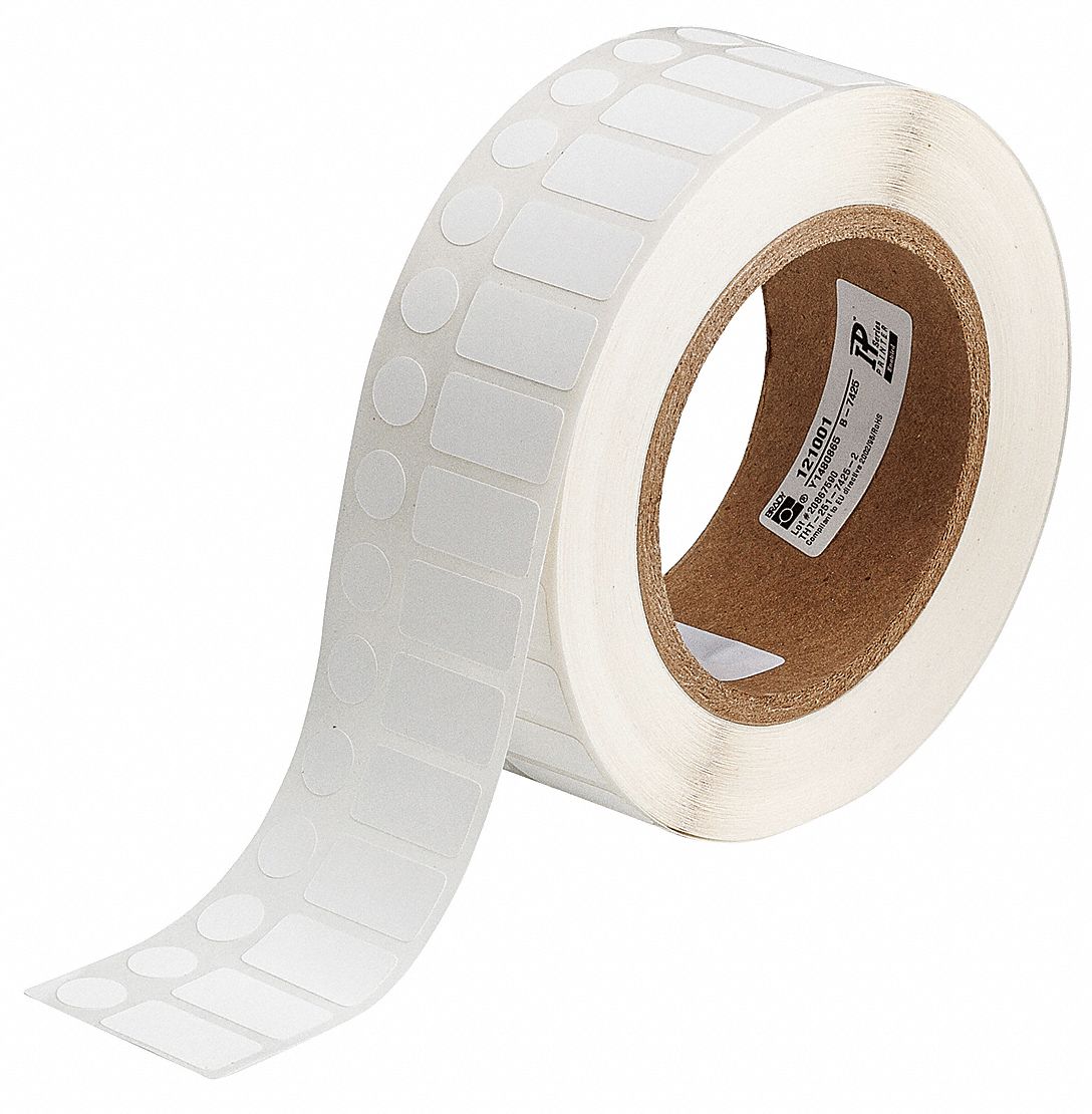 Pre-Cut Label Stock Roll: Circle/Rectangle, 1/2 in x 1 in, 1/2 in, White, 8.0 mL Vial/Tube Size