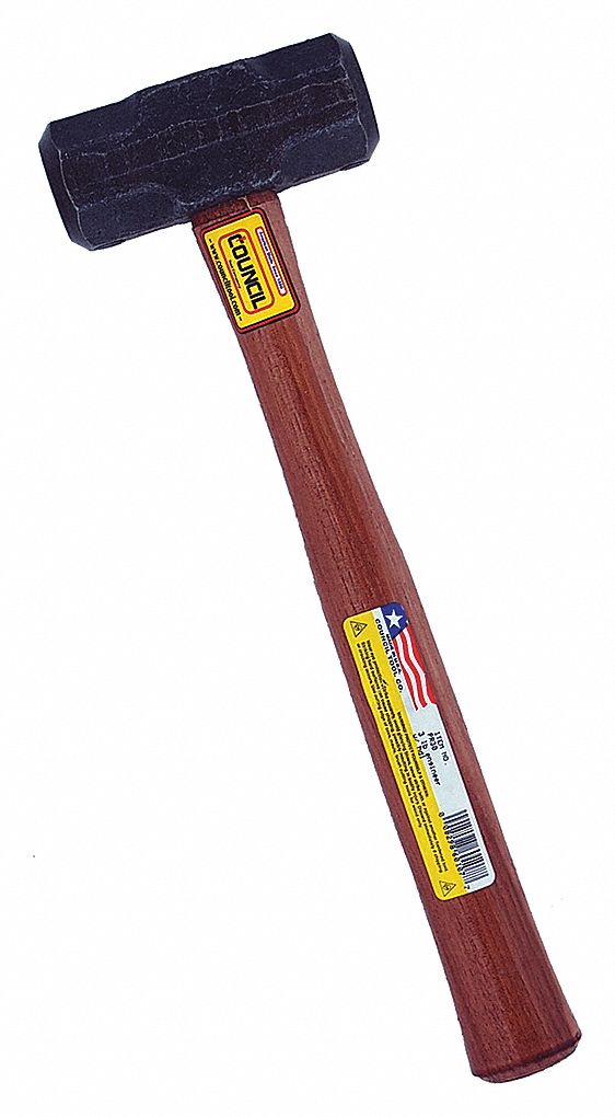 ENGINEERS HAMMER, STEEL, WOOD HANDLE, 4 LB HEAD WT, 15 IN OVERALL L, ROUND SHAPE, STEEL
