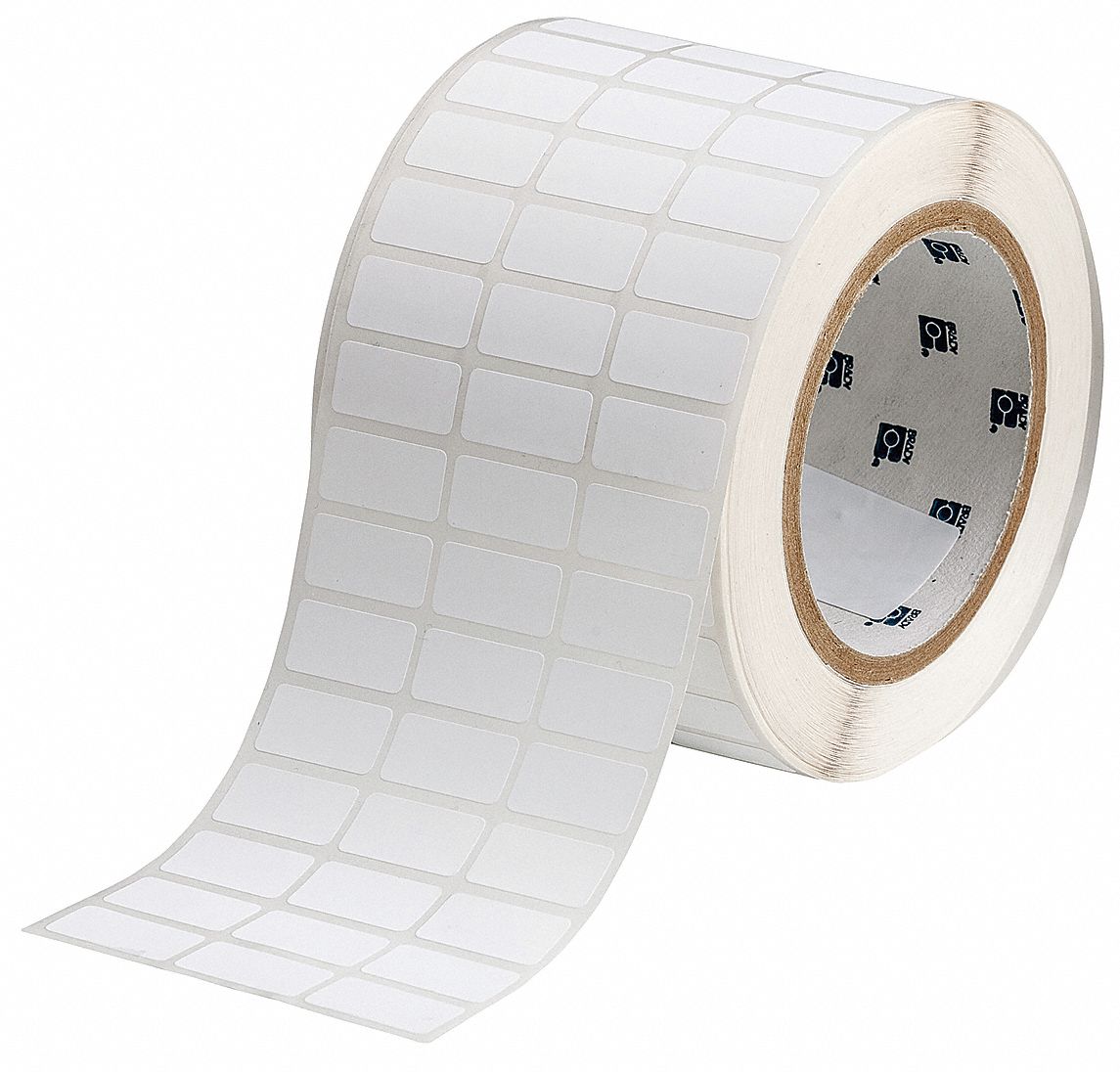 Pre-Cut Label Stock Roll: 1/2 in Label Ht, 1 in Label Wd, 1/2 in Roll Lg, White