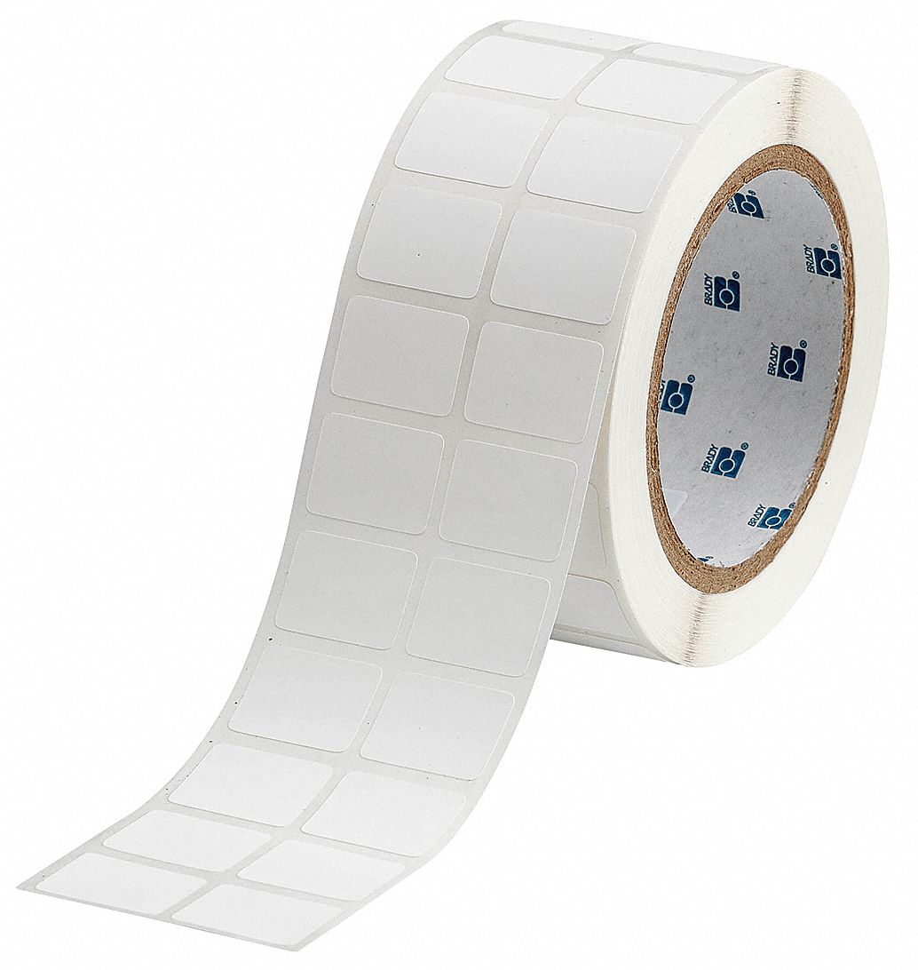 Pre-Cut Label Stock Roll: Rectangle, 3/4 in x 1 in, 3/4 in, Cryogenic Autoclavable Polypropylene