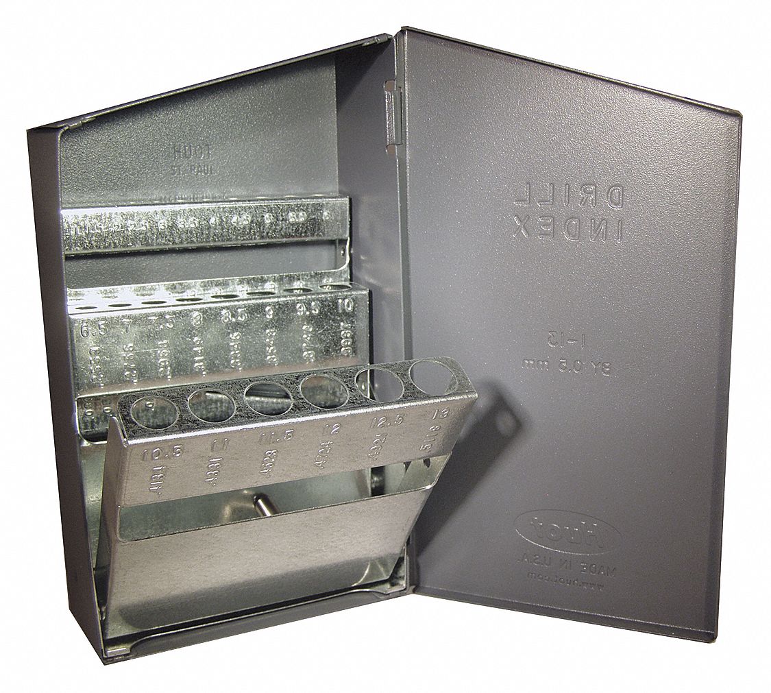 HUOT, 25 Compartments, Holds 1 to 13mm by 0.5mm, Drill Bit Case