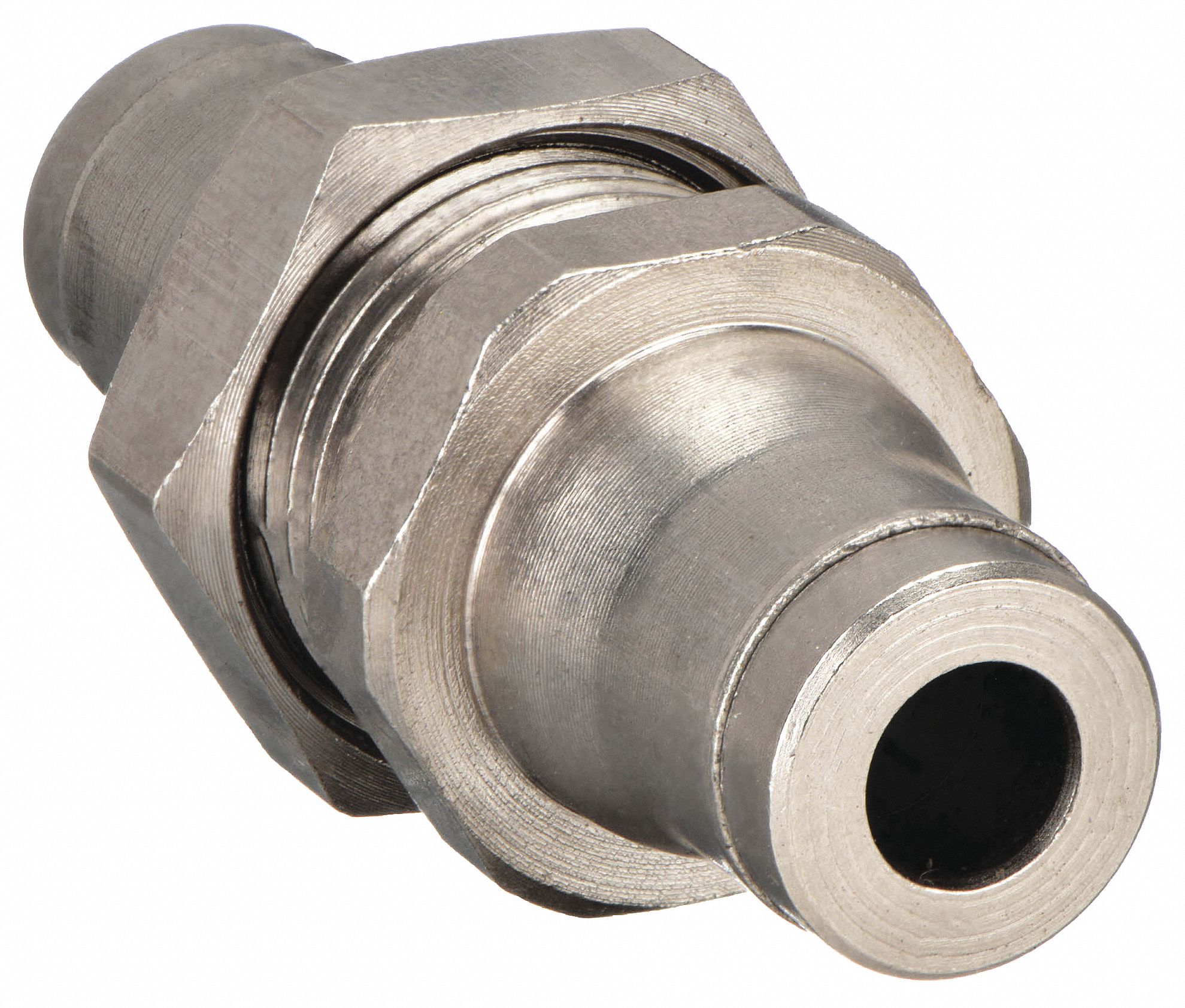 BULKHEAD UNION: NICKEL PLATED BRASS, PUSH-TO-CONNECT X PUSH-TO-CONNECT, FOR 10 X 10 MM TUBE OD