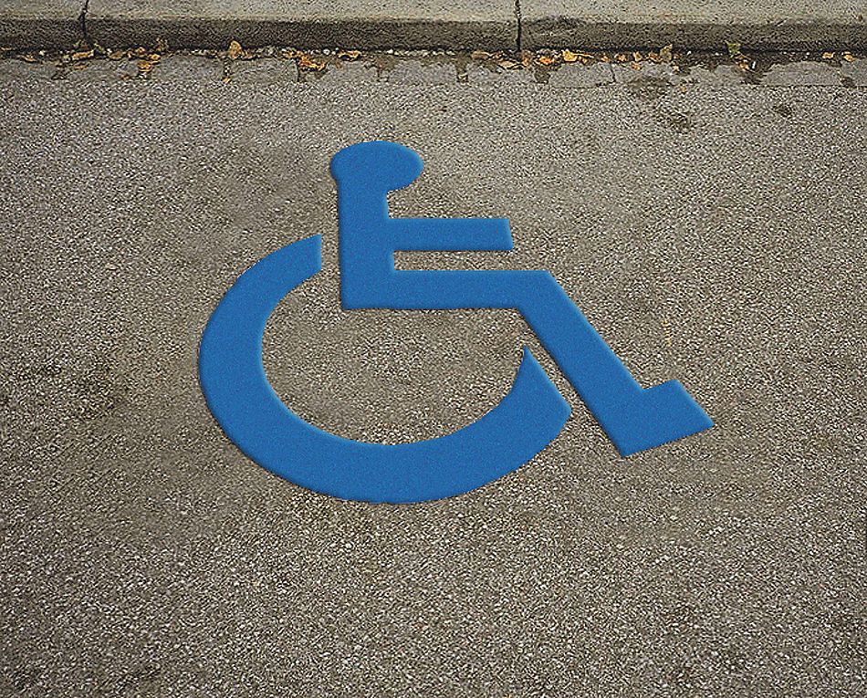 RAE Preformed Thermoplastic Pavement Markings Handicap, Blue, 38 in Lg, 3 ft Wd 18E570PRTH