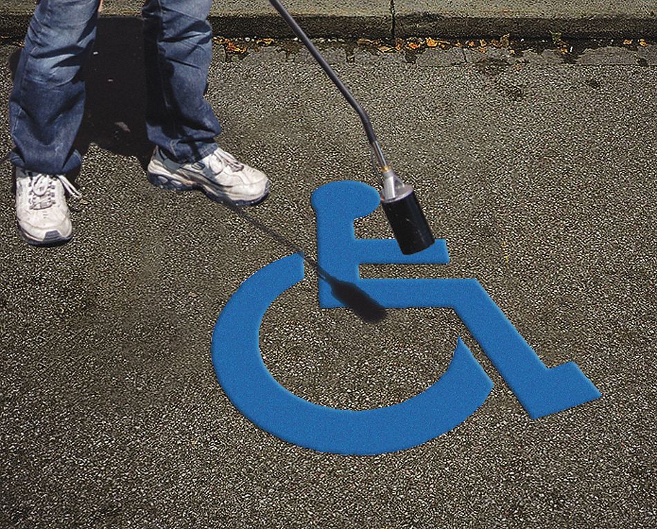 RAE Preformed Thermoplastic Pavement Markings Handicap, Blue, 38 in Lg, 3 ft Wd 18E570PRTH