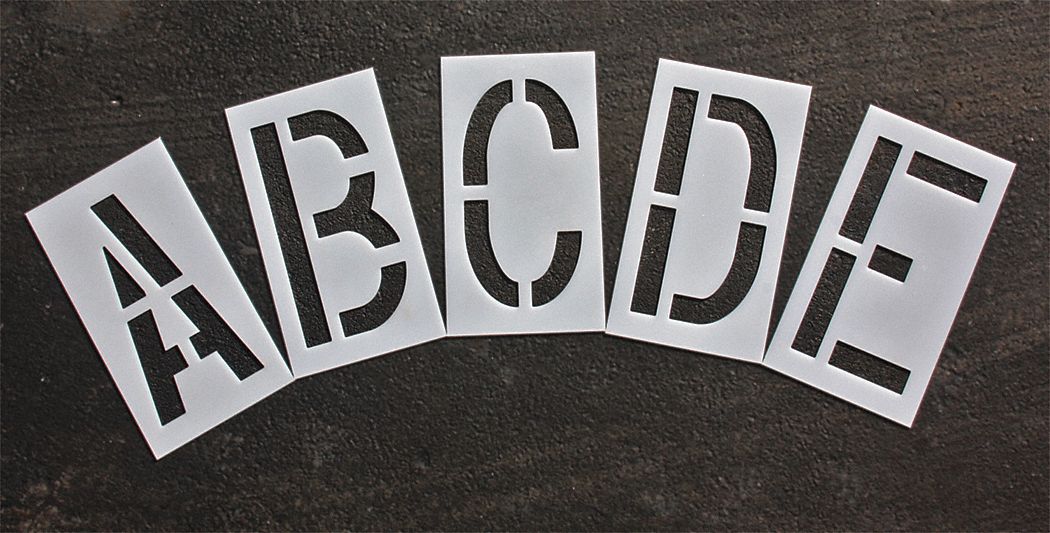 Stencil Set: A to Z/Blank ( ), 18 in Character Ht, 9 in Character Wd, Polyethylene
