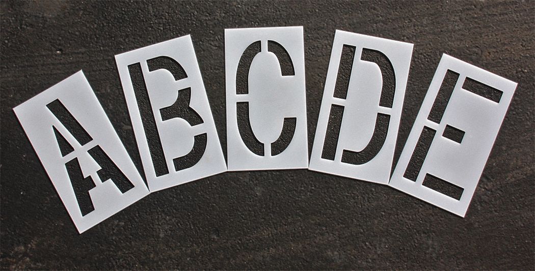Stencil Set: A to Z/Blank ( ), 18 in Character Ht, 9 in Character Wd, Polyethylene