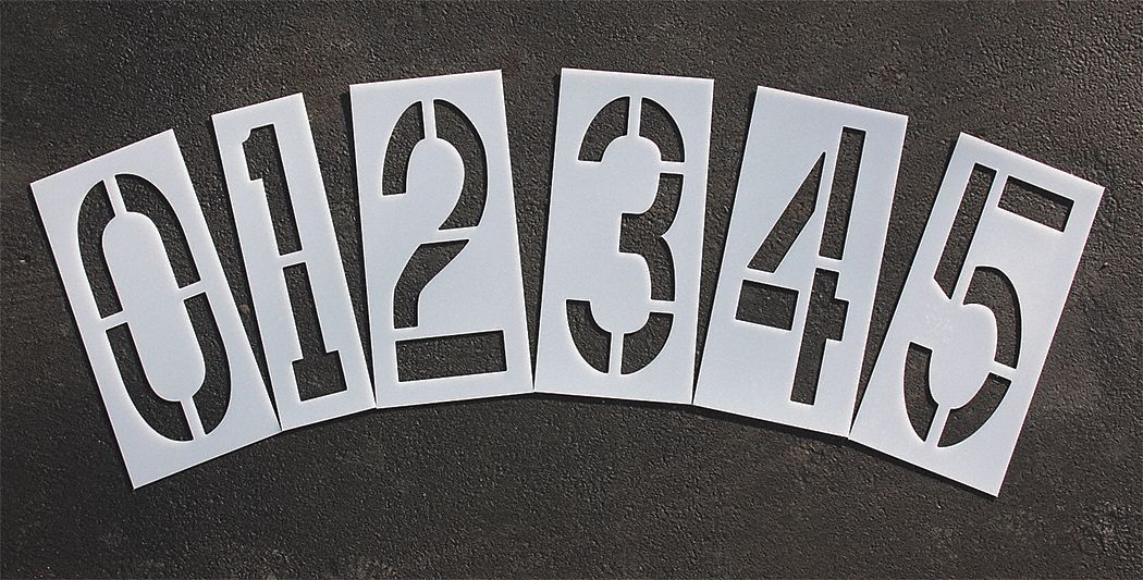 Stencil Set: 0 to 9/Blank ( ), 24 in Character Ht, 12 in Character Wd, Polyethylene