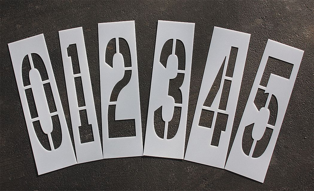 Stencil Set: 0 to 9/Blank ( ), 36 in Character Ht, 12 in Character Wd, Polyethylene