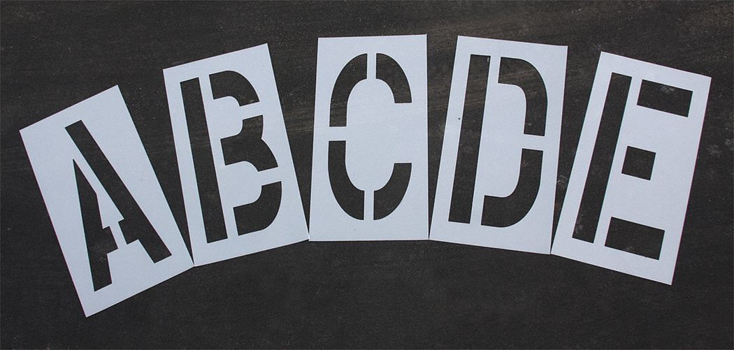 Stencil Set: A to Z/Blank ( ), 36 in Character Ht, 16 in Character Wd, Polyethylene