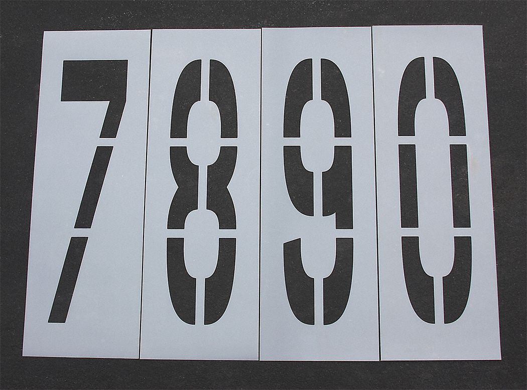 Stencil Set: 0 to 9/Blank ( ), 48 in Character Ht, 16 in Character Wd, Polyethylene