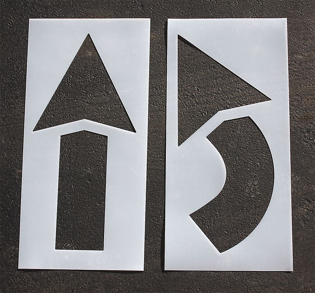 Individual Stencil: Arrow, 32 in Overall Wd, 54 in Overall Ht, 0.125 in Thick, Polyethylene