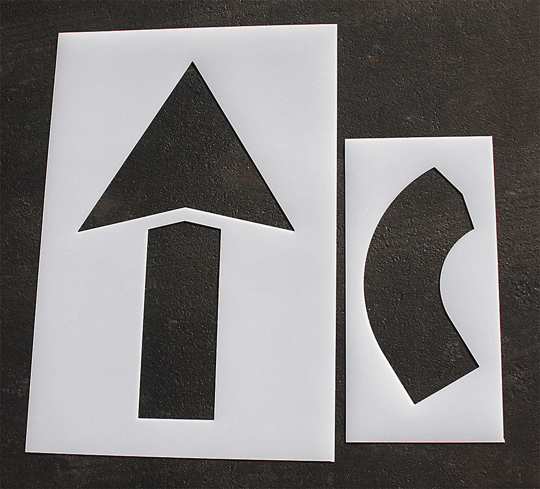 Individual Stencil: Arrow, 36 in Overall Wd, 72 in Overall Ht, 0.063 in Thick, Polyethylene