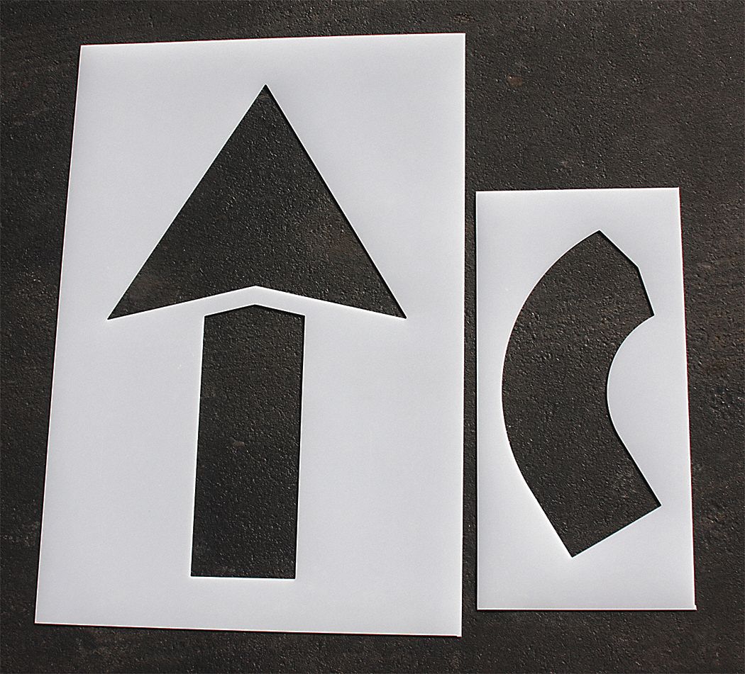 Individual Stencil: Arrow, 36 in Overall Wd, 72 in Overall Ht, 0.125 in Thick, Polyethylene