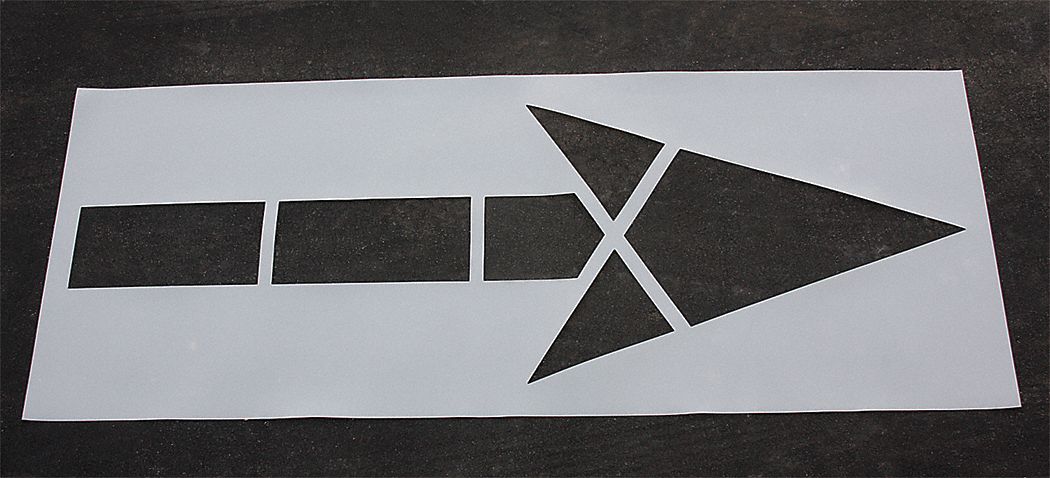 Individual Stencil: Arrow, 36 in Overall Wd, 126 in Overall Ht, 0.063 in Thick, Polyethylene