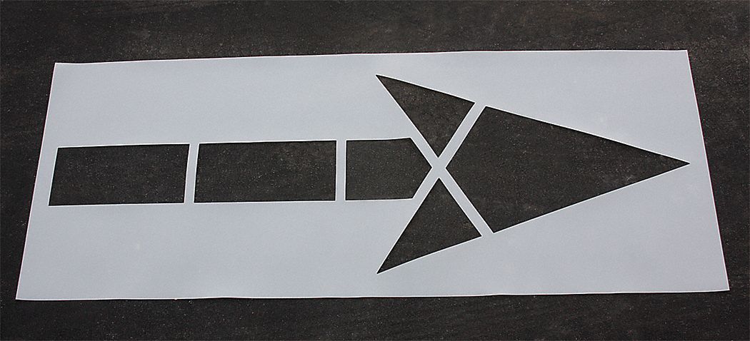 Individual Stencil: Arrow, 36 in Overall Wd, 126 in Overall Ht, 0.125 in Thick, Polyethylene