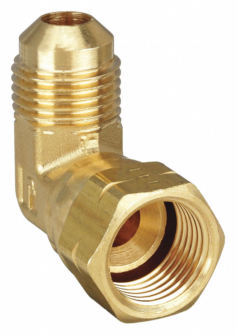Swivel Elbow, 90 Degrees: For 1/2 in x 1/2 in Tube OD, Flared x Flared, 1  7/32 in Overall Lg, 5 PK