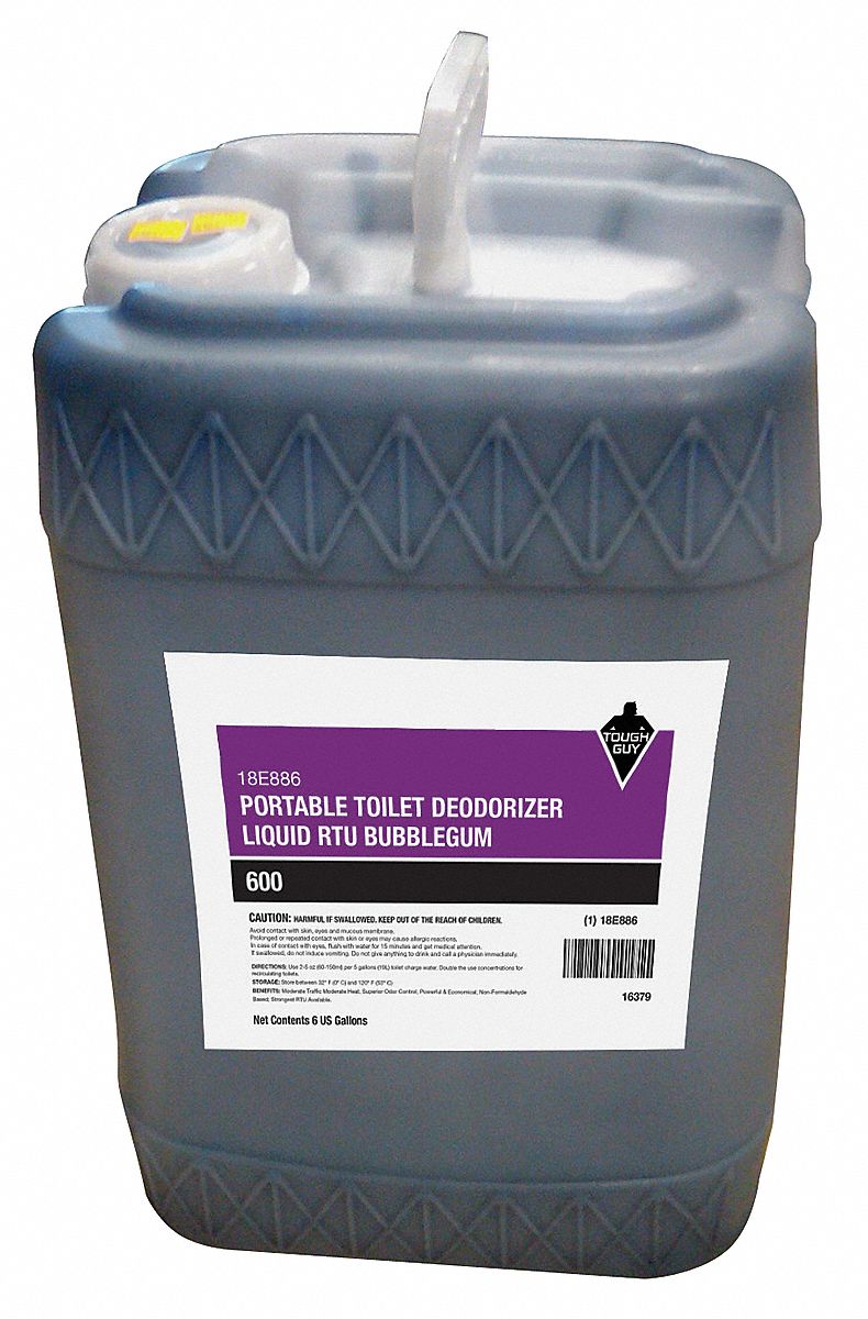 Portable Toilet Deodorizer: Jug, 6 gal Container Size, Liquid, Ready to Use, Bubblegum