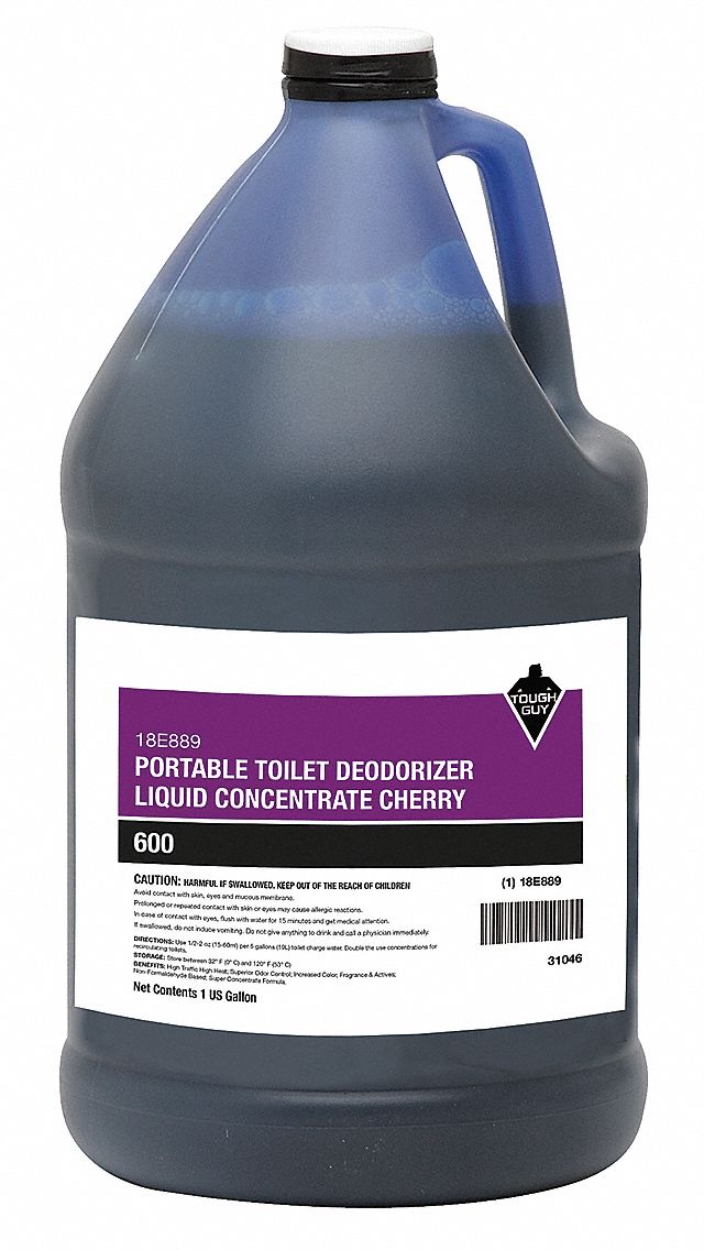 Portable Toilet Deodorizer: Jug, 1 gal Container Size, Liquid, Concentrated, Cherry