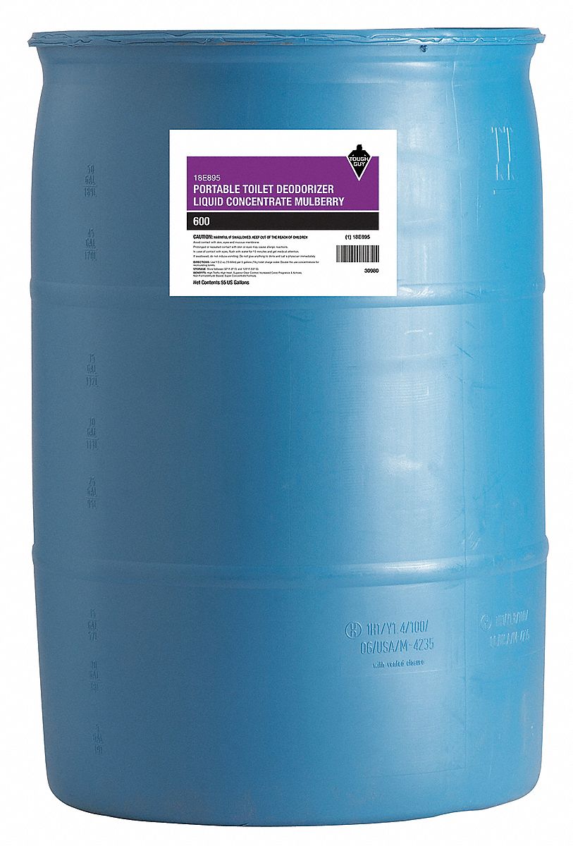 TOUGH GUY, Drum, 55 gal Container Size, Portable Toilet Deodorizer